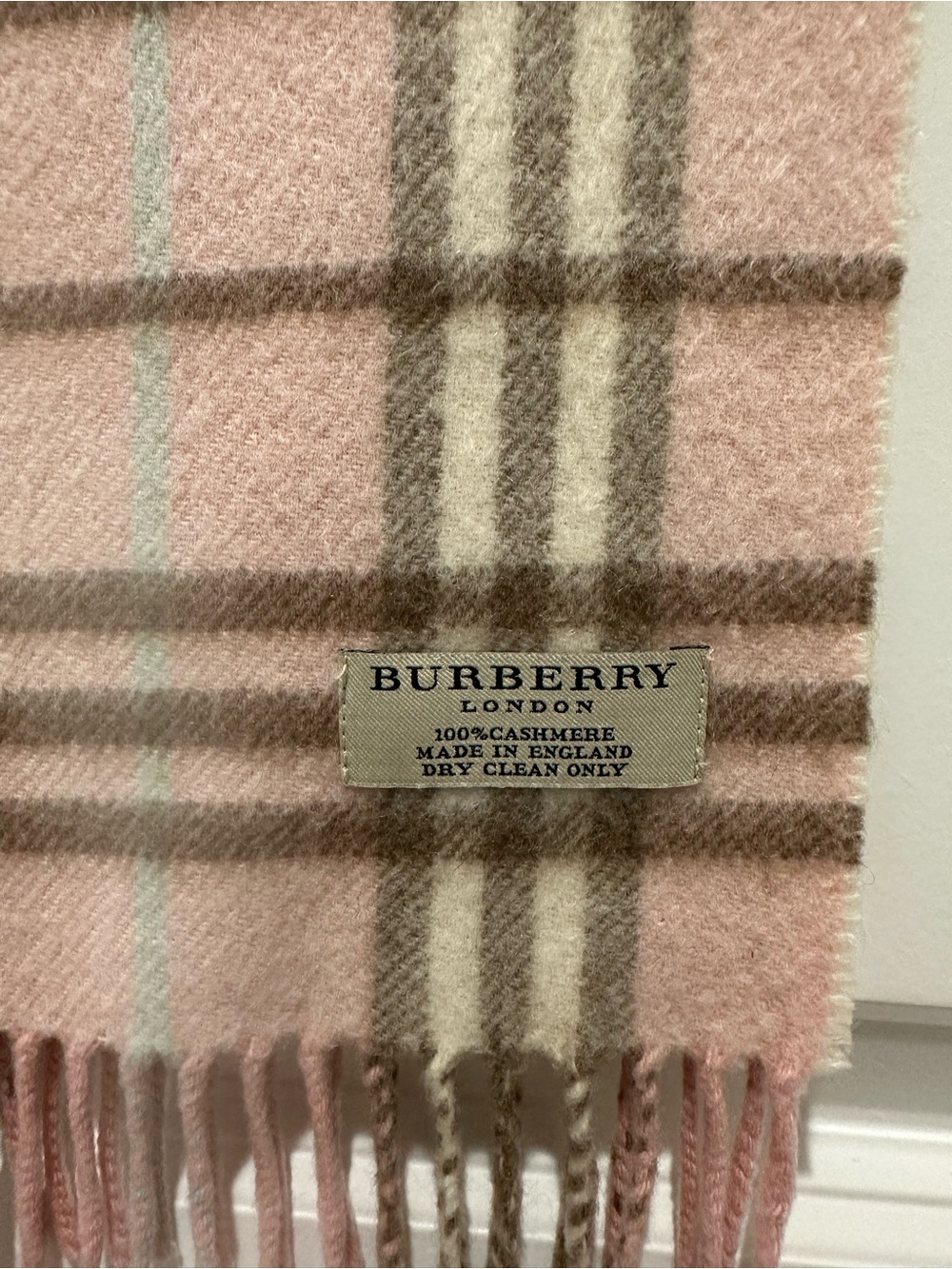 Burberry Pink Plaid Cashmere Scarf - Picture 2 of 3
